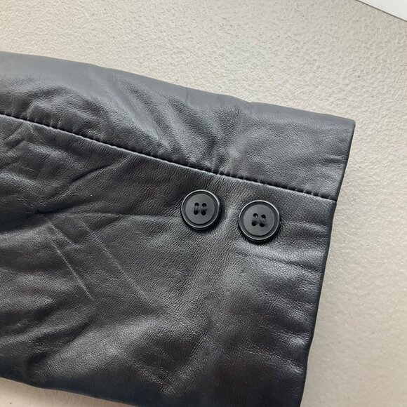 VTG Accent Women MediumBlack Leather Blazer Jacket Soft Minimalist Old Money - Picture 13 of 14